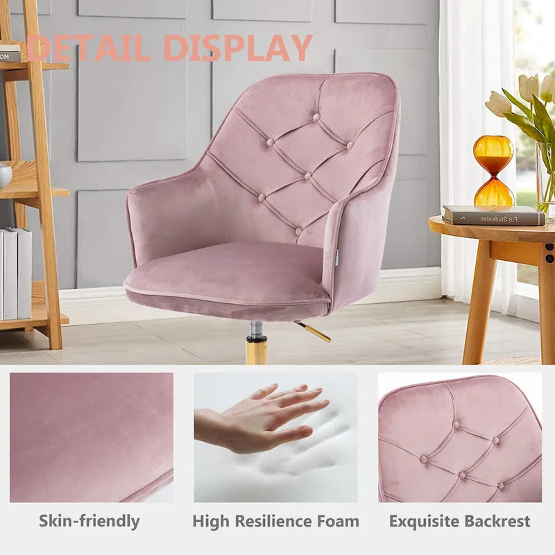 Sillón giratorio de terciopelo con forma de concha y altura ajustable