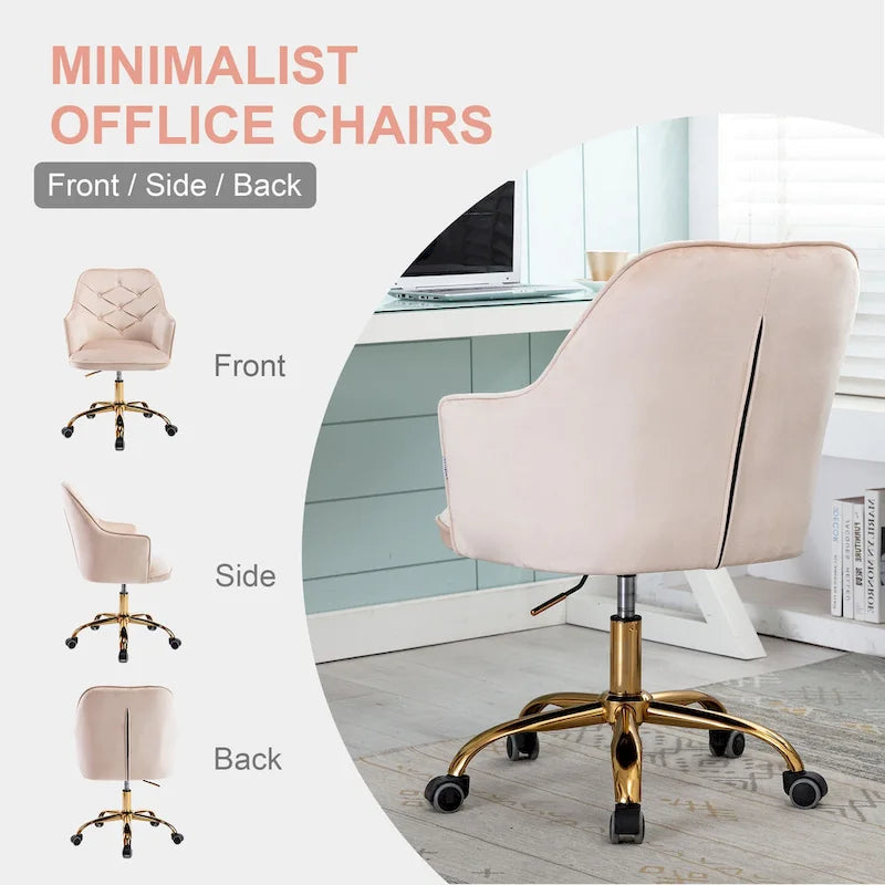 Sillón giratorio de terciopelo con forma de concha y altura ajustable