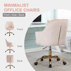 Sillón giratorio de terciopelo con forma de concha y altura ajustable