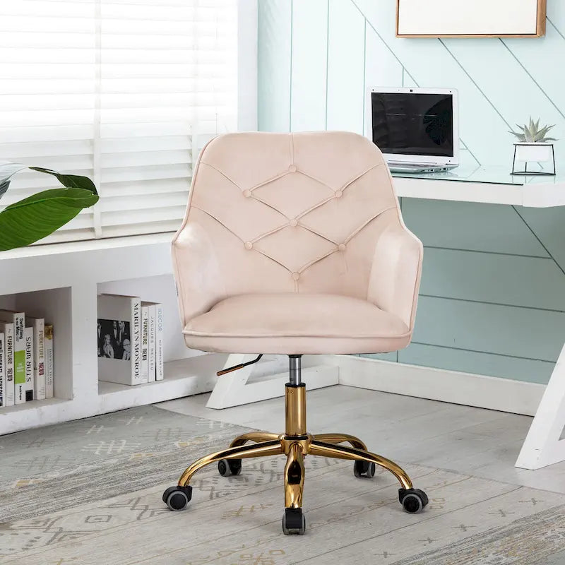 Sillón giratorio de terciopelo con forma de concha y altura ajustable