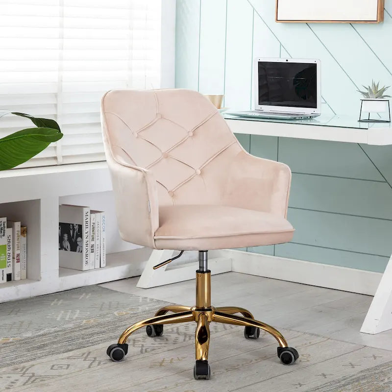 Sillón giratorio de terciopelo con forma de concha y altura ajustable