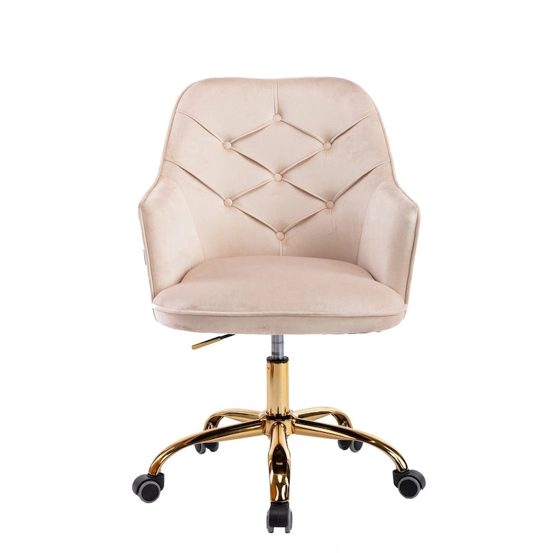 Sillón giratorio de terciopelo con forma de concha y altura ajustable