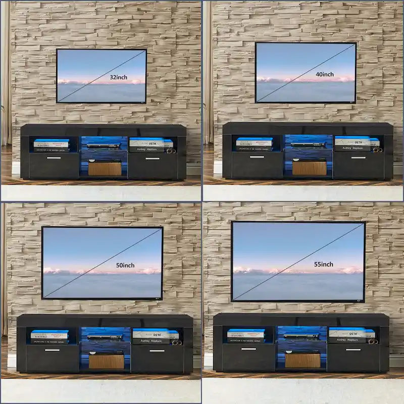 Mueble para TV de 51 pulgadas con luces LED, para televisores de hasta 69 pulgadas