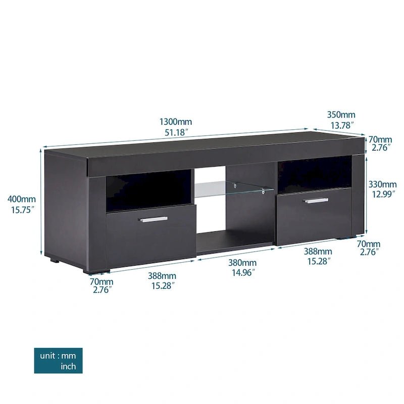Mueble para TV de 51 pulgadas con luces LED, para televisores de hasta 69 pulgadas