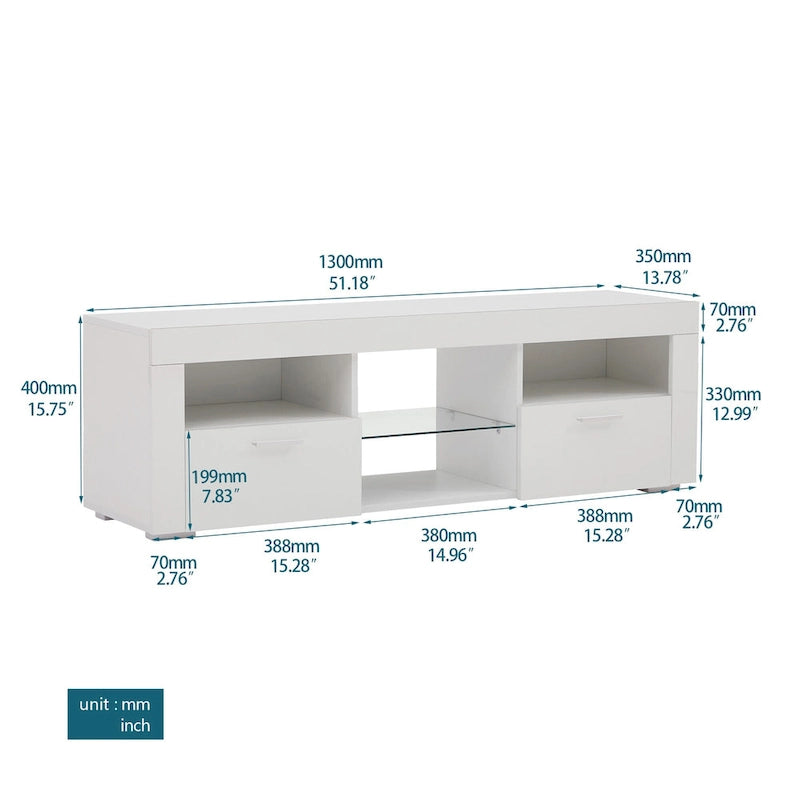 Mueble para TV de 51 pulgadas con luces LED, para televisores de hasta 69 pulgadas