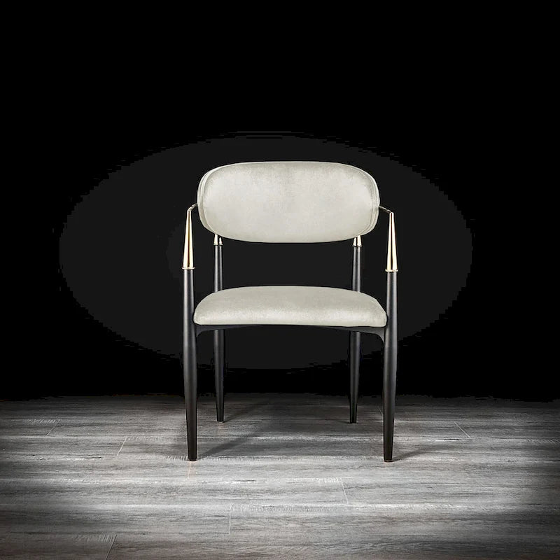 Silla de comedor de terciopelo de acero inoxidable dorado