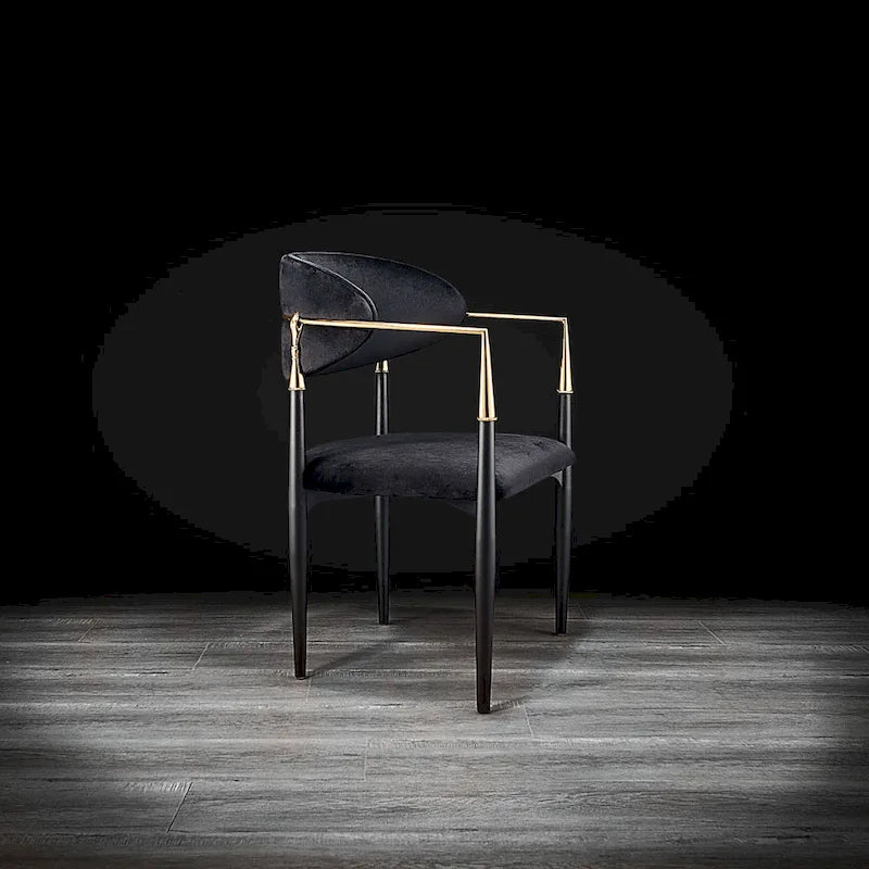 Silla de comedor de terciopelo de acero inoxidable dorado