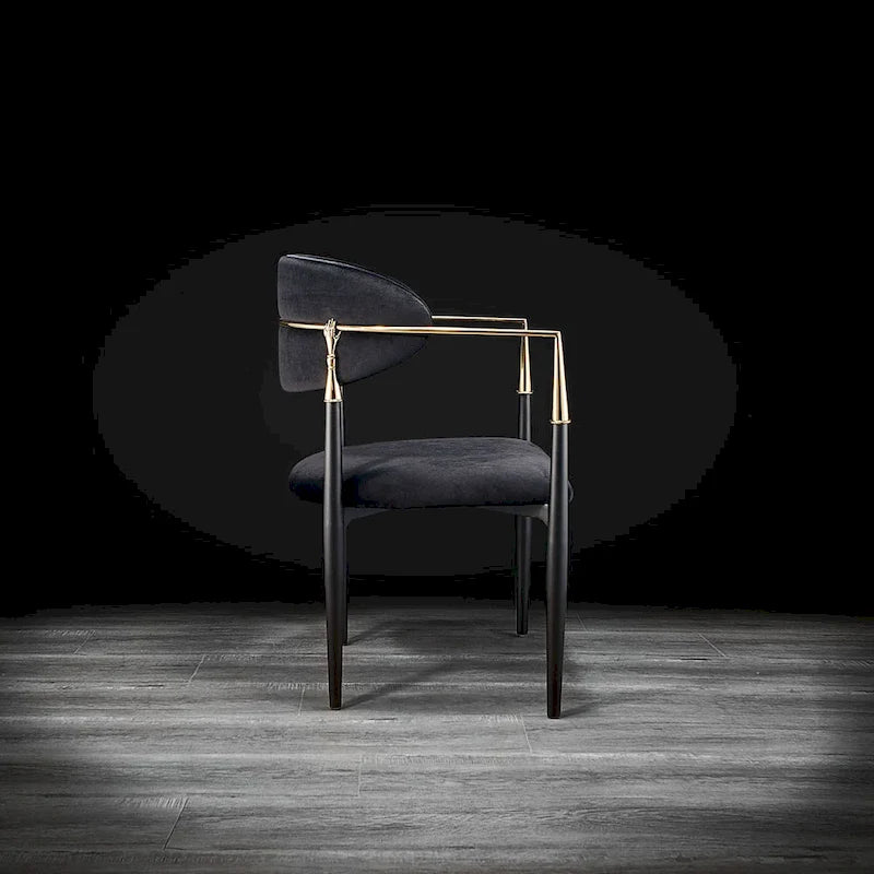 Silla de comedor de terciopelo de acero inoxidable dorado