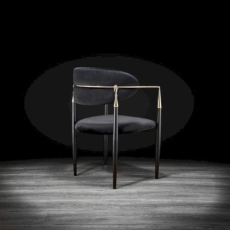 Silla de comedor de terciopelo de acero inoxidable dorado