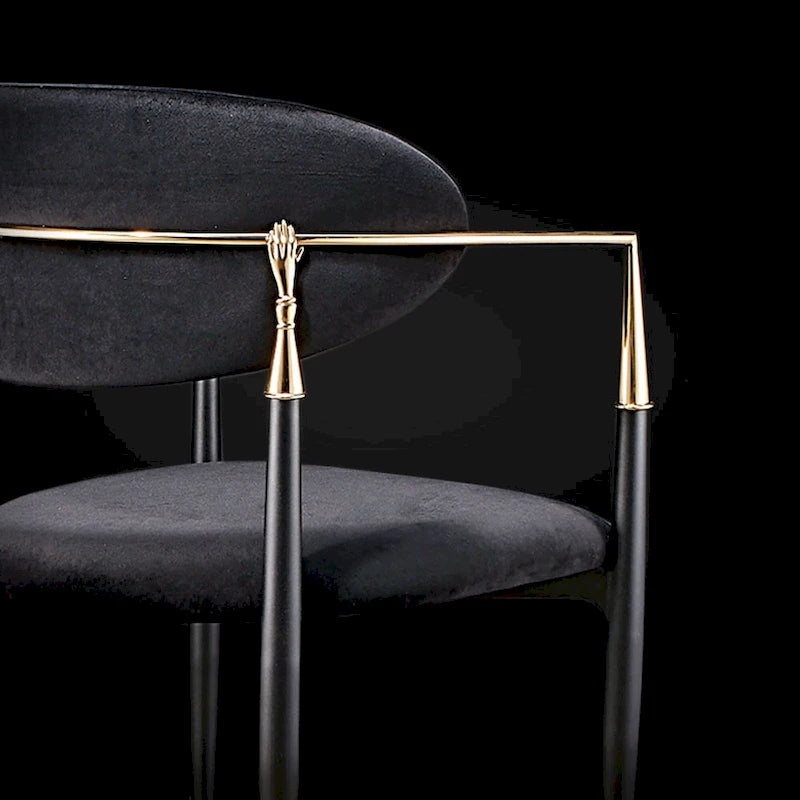 Silla de comedor de terciopelo de acero inoxidable dorado