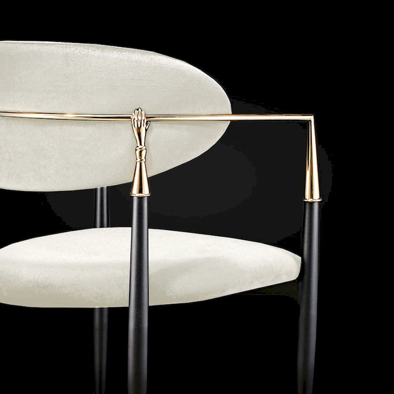 Silla de comedor de terciopelo de acero inoxidable dorado