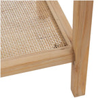 Mesa Consola Delgada de Madera con Tapa de Cristal y Estante de Ratán - Marrón - 14Wx47Lx32H