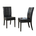 Silla de comedor de cuero negro (Juego de 2)