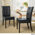 Silla de comedor de cuero negro (Juego de 2)