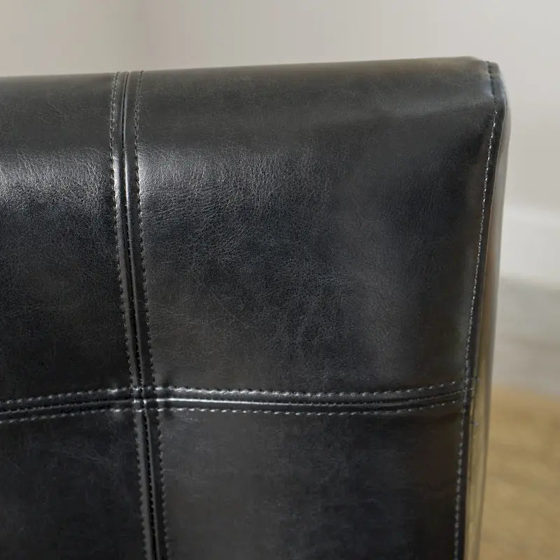 Silla de comedor de cuero negro (Juego de 2)