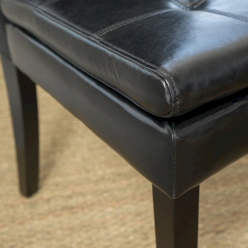 Silla de comedor de cuero negro (Juego de 2)