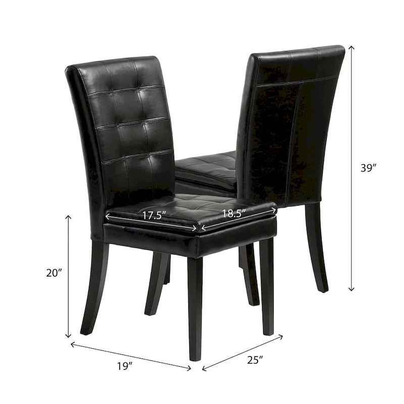 Silla de comedor de cuero negro (Juego de 2)
