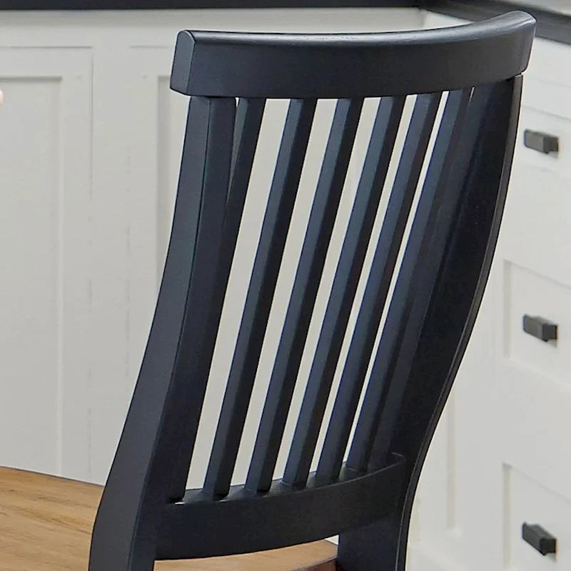 Taburete de mostrador de 24 pulgadas, negro y roble envejecido