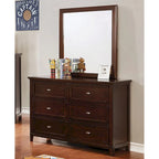 Cómoda de madera maciza de 6 cajones, estilo de transición, 56 pulgadas de ancho