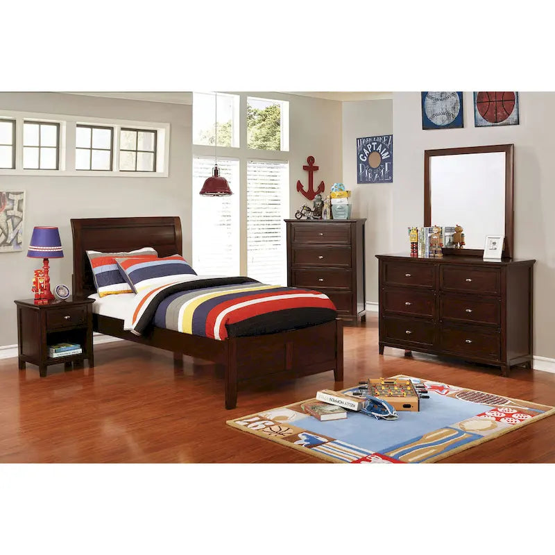 Cómoda de madera maciza de 6 cajones, estilo de transición, 56 pulgadas de ancho