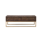 HomeRoots 47 Mesa de centro de metal marrón oscuro y dorado con cajón - 46.5