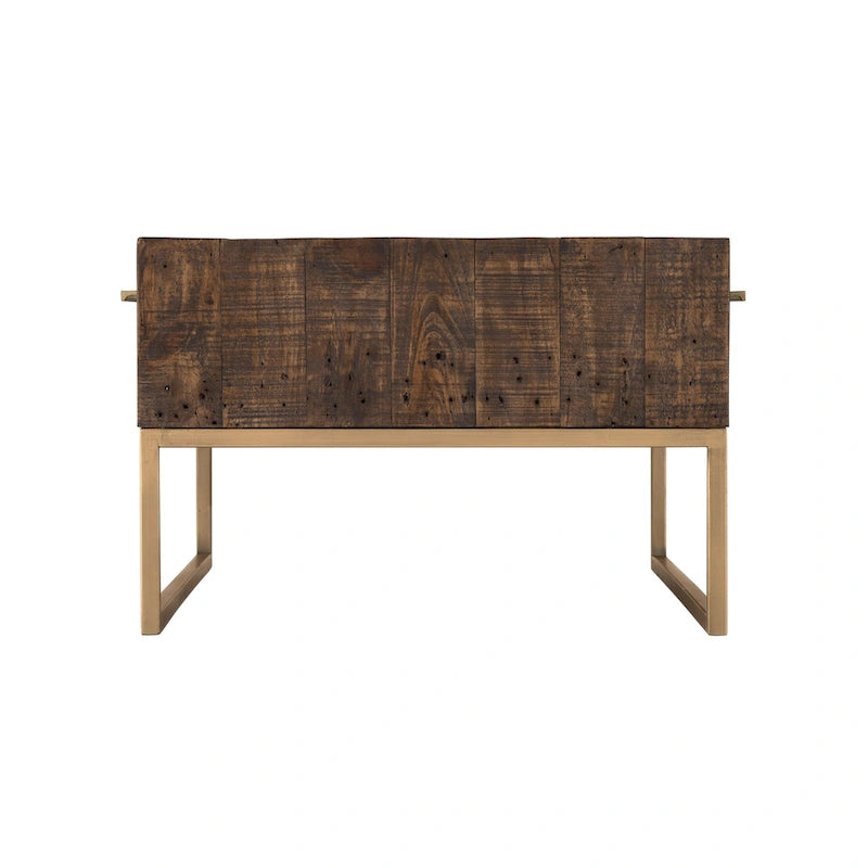 HomeRoots 47 Mesa de centro de metal marrón oscuro y dorado con cajón - 46.5