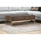 HomeRoots 47 Mesa de centro de metal marrón oscuro y dorado con cajón - 46.5