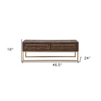 HomeRoots 47 Mesa de centro de metal marrón oscuro y dorado con cajón - 46.5