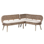 Juego de banqueta de comedor de 2 piezas Raisa de ratán Kubu natural y madera de acacia, estilo bohemio moderno