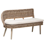 Juego de banqueta de comedor de 2 piezas Raisa de ratán Kubu natural y madera de acacia, estilo bohemio moderno