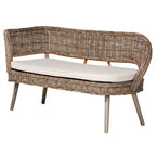 Juego de banqueta de comedor de 2 piezas Raisa de ratán Kubu natural y madera de acacia, estilo bohemio moderno
