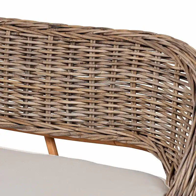 Juego de banqueta de comedor de 2 piezas Raisa de ratán Kubu natural y madera de acacia, estilo bohemio moderno