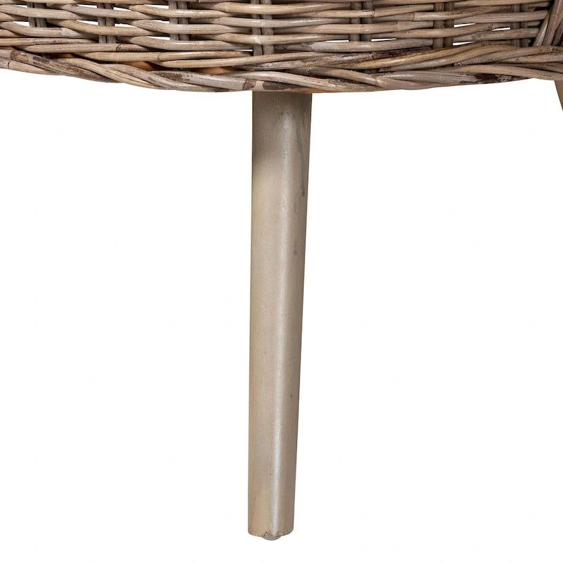 Juego de banqueta de comedor de 2 piezas Raisa de ratán Kubu natural y madera de acacia, estilo bohemio moderno