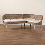 Juego de banqueta de comedor de 2 piezas Raisa de ratán Kubu natural y madera de acacia, estilo bohemio moderno