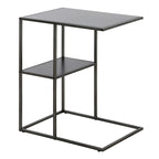 Mesa auxiliar de acero en forma de C de 20" con estantes escalonados