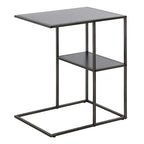 Mesa auxiliar de acero en forma de C de 20" con estantes escalonados