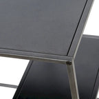 Mesa auxiliar de acero en forma de C de 20" con estantes escalonados
