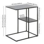 Mesa auxiliar de acero en forma de C de 20" con estantes escalonados