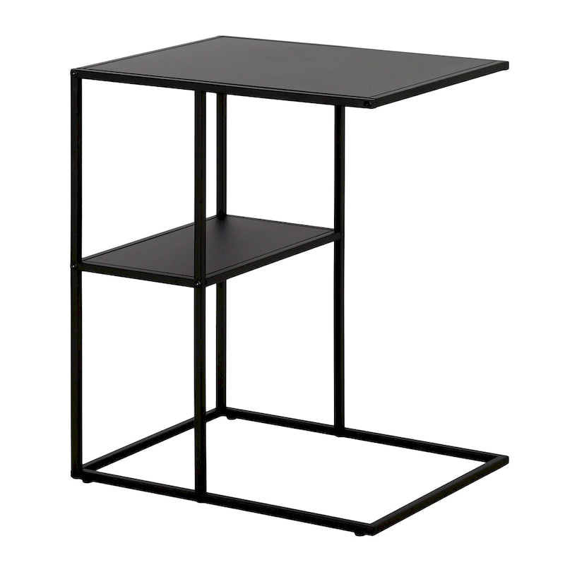 Mesa auxiliar de acero en forma de C de 20" con estantes escalonados
