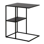 Mesa auxiliar de acero en forma de C de 20" con estantes escalonados