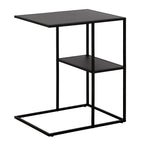 Mesa auxiliar de acero en forma de C de 20" con estantes escalonados