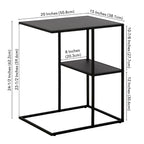 Mesa auxiliar de acero en forma de C de 20" con estantes escalonados