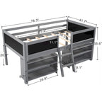 Cama baja tipo loft individual con 2 estantes, escalera y pizarra
