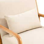 Sillón tapizado en tela con patas de madera