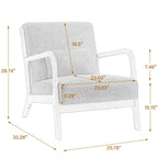 Sillón tapizado en tela con patas de madera