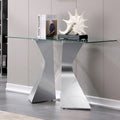 Mesa consola rectangular de 51 pulgadas con tapa de cristal templado y patas de metal