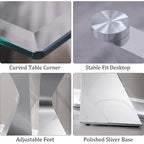 Mesa consola rectangular de 51 pulgadas con tapa de cristal templado y patas de metal