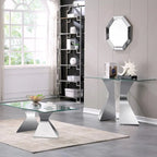 Mesa consola rectangular de 51 pulgadas con tapa de cristal templado y patas de metal