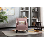 Sillón de tela de lino con detalles de tachuelas y patas de madera maciza