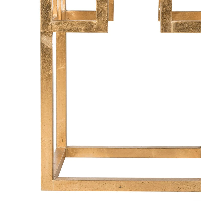 Mesa auxiliar de pan de oro envejecido con tapa de cristal - 16" de ancho x 12" de profundidad x 21" de alto